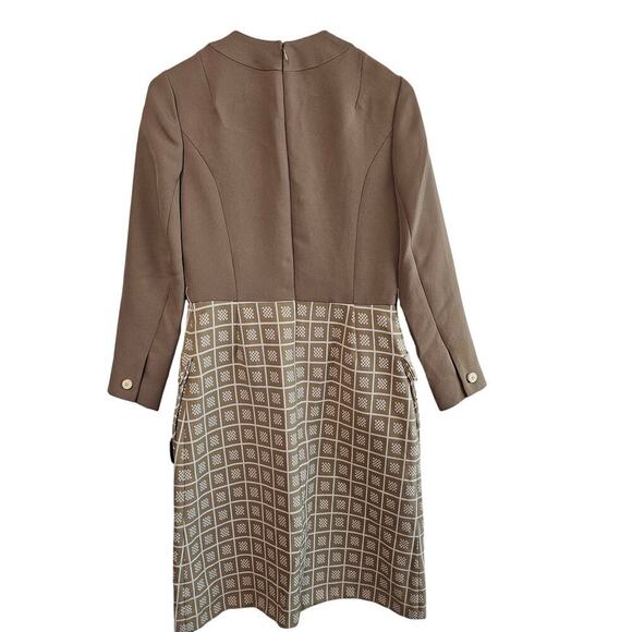 Vintage 60s Contima Shift Dress Womens Medium Brown Mod Twee ALine Preppy Pinup - Picture 2 of 13
